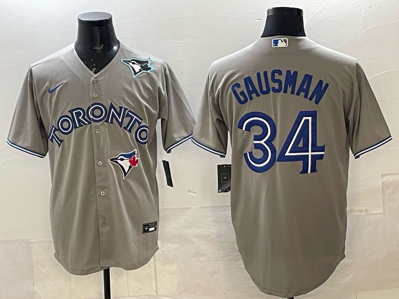 Men 2025 Nike Toronto Blue Jays #34 Gausman Grey Game MLB Jersey 04->toronto blue jays->MLB Jersey